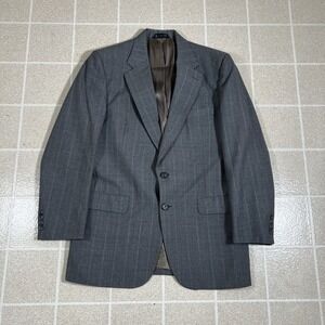 Vintage Burberry Blazer Jacket Men's 40R Gray Striped Sports Coat Suit 2 Button
